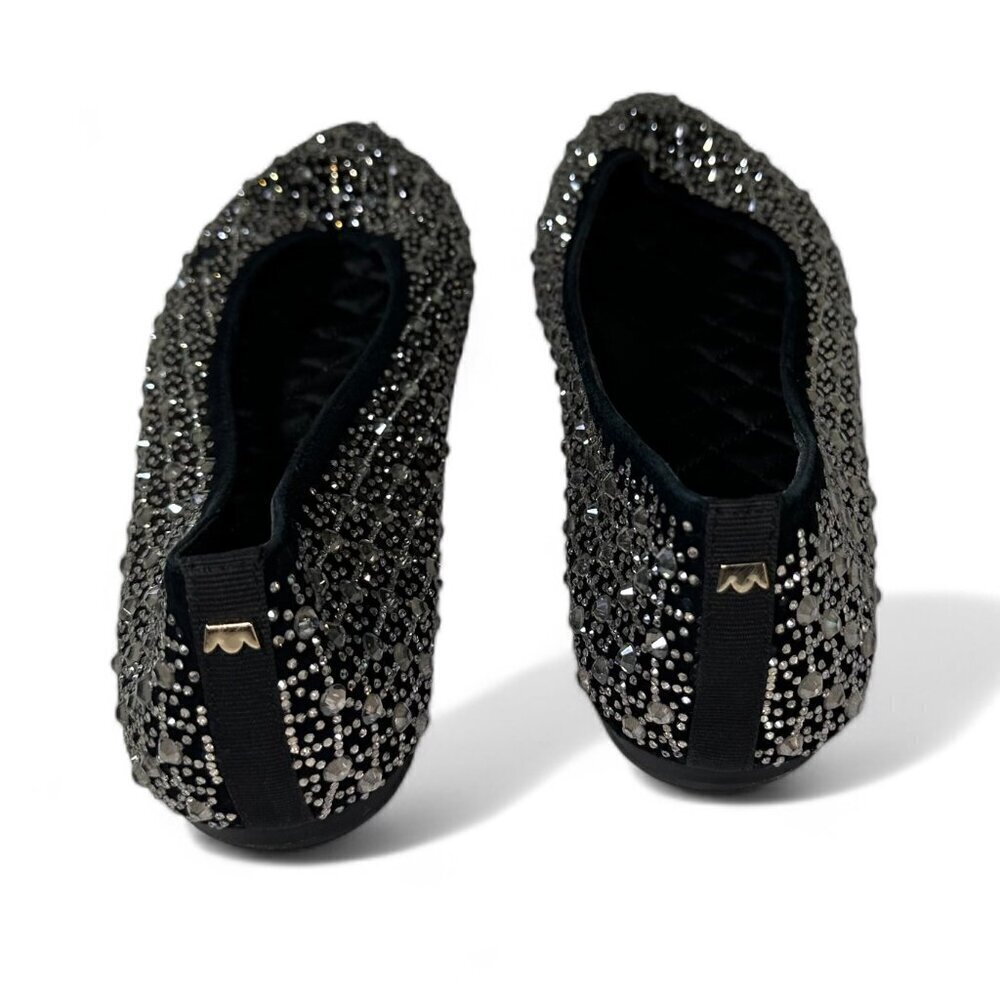 Birdies Women's Goldfinch Pointed Toe Suede Ballet Flat in Pewter Crystal 8.5 - Picture 4 of 16